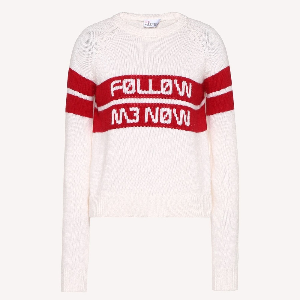 Red Valentino FOLLOW ME NOW JACQUARD WOOL SWEATER